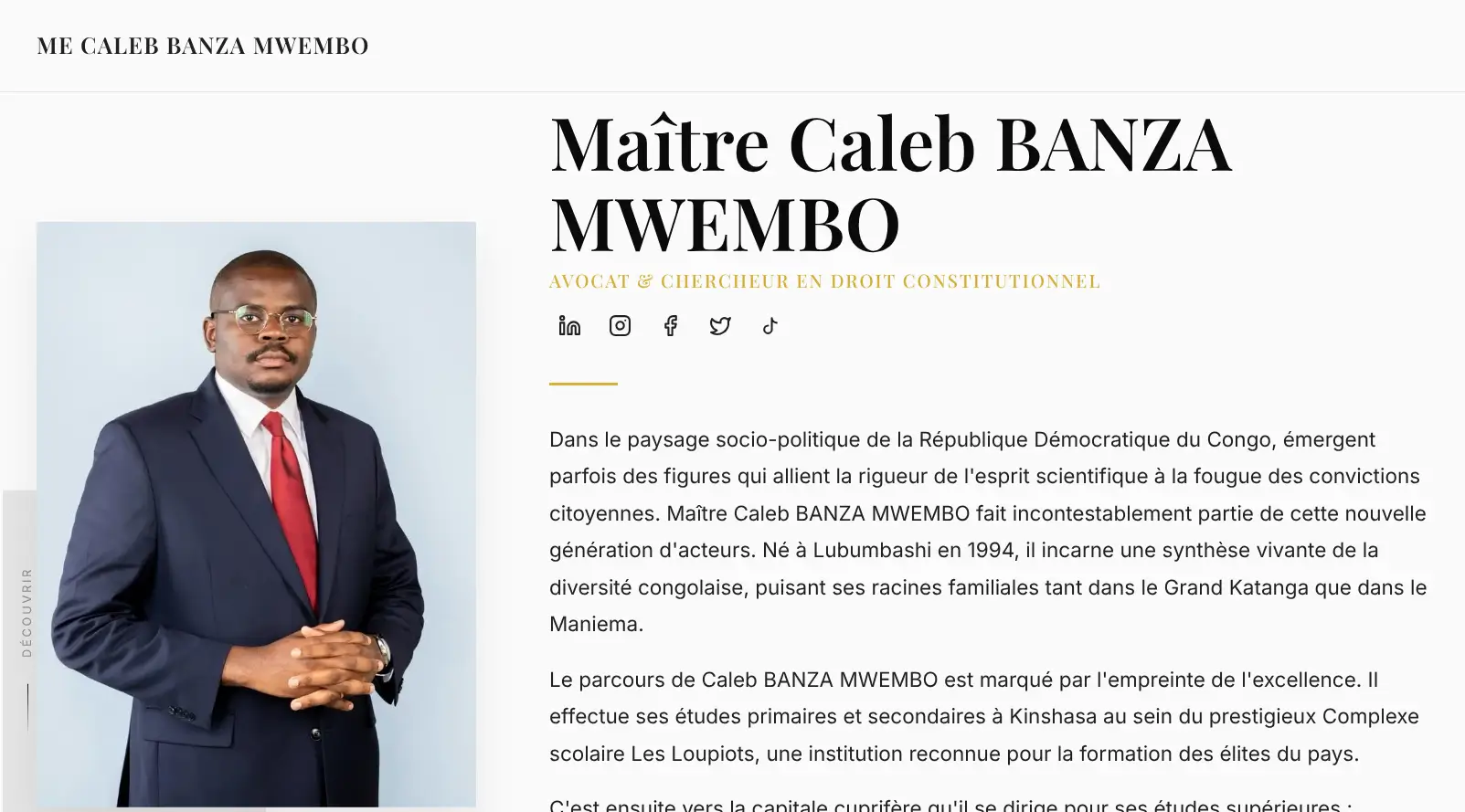 Cover image for Maître Caleb BANZA MWEMBO